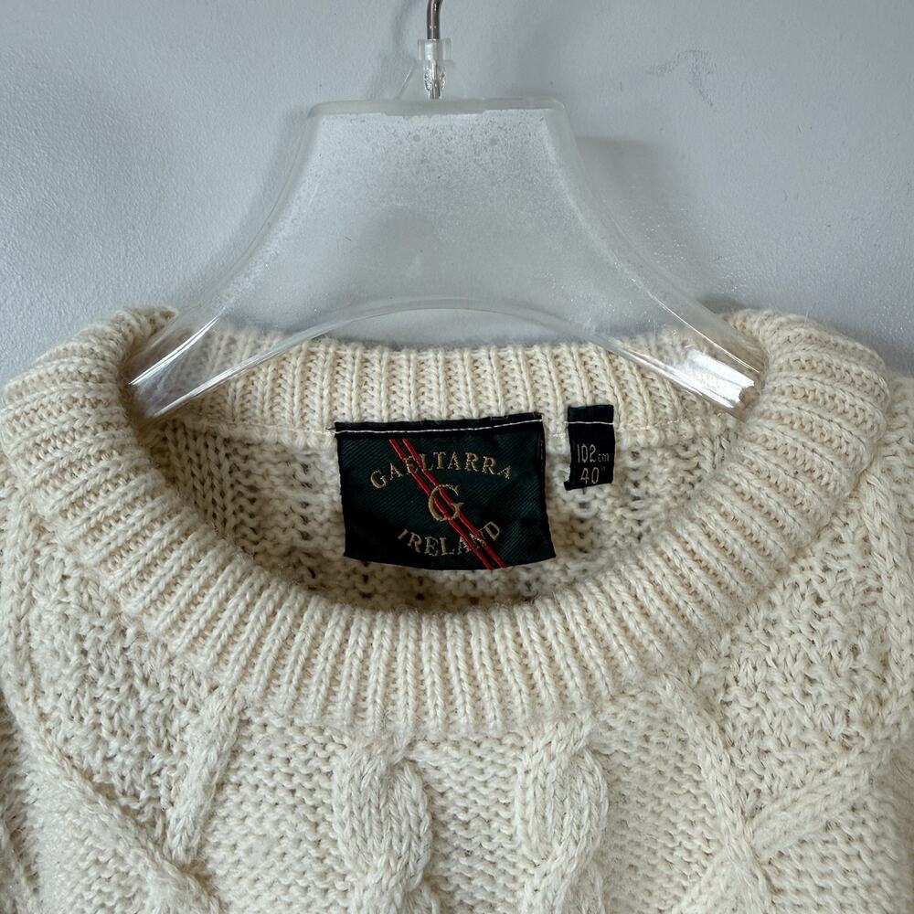 VTG Gaeltarra Women's Cable Knit Fisherman Sweater Crew 40” Approx US M Cream - Picture 3 of 5